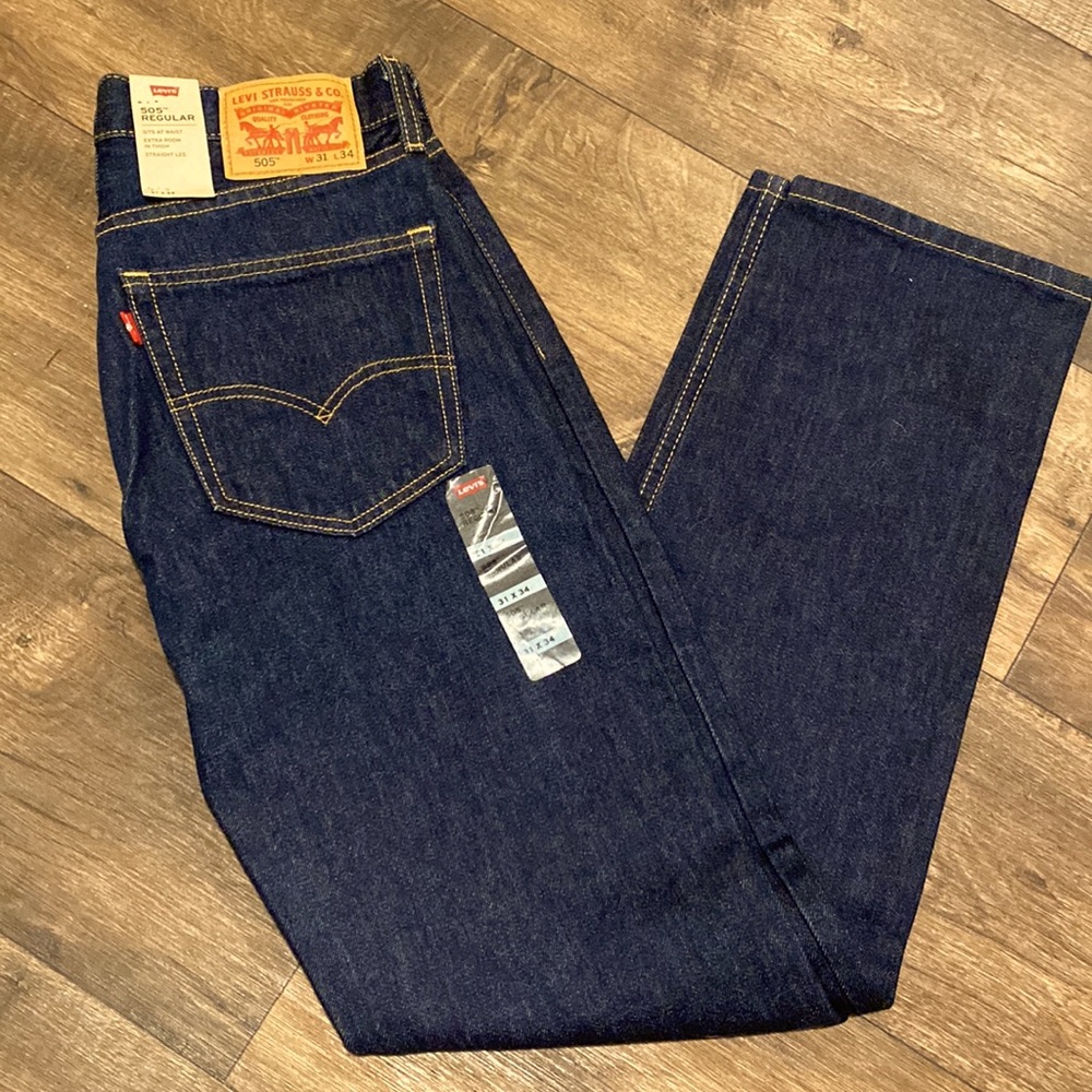Mens 31 x 34 Levi’s 505 Regular Dark Blue Jeans ✨BNWT✨